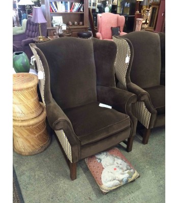 SOLD - Shaw of Charlotte Brown Wingback Chairs